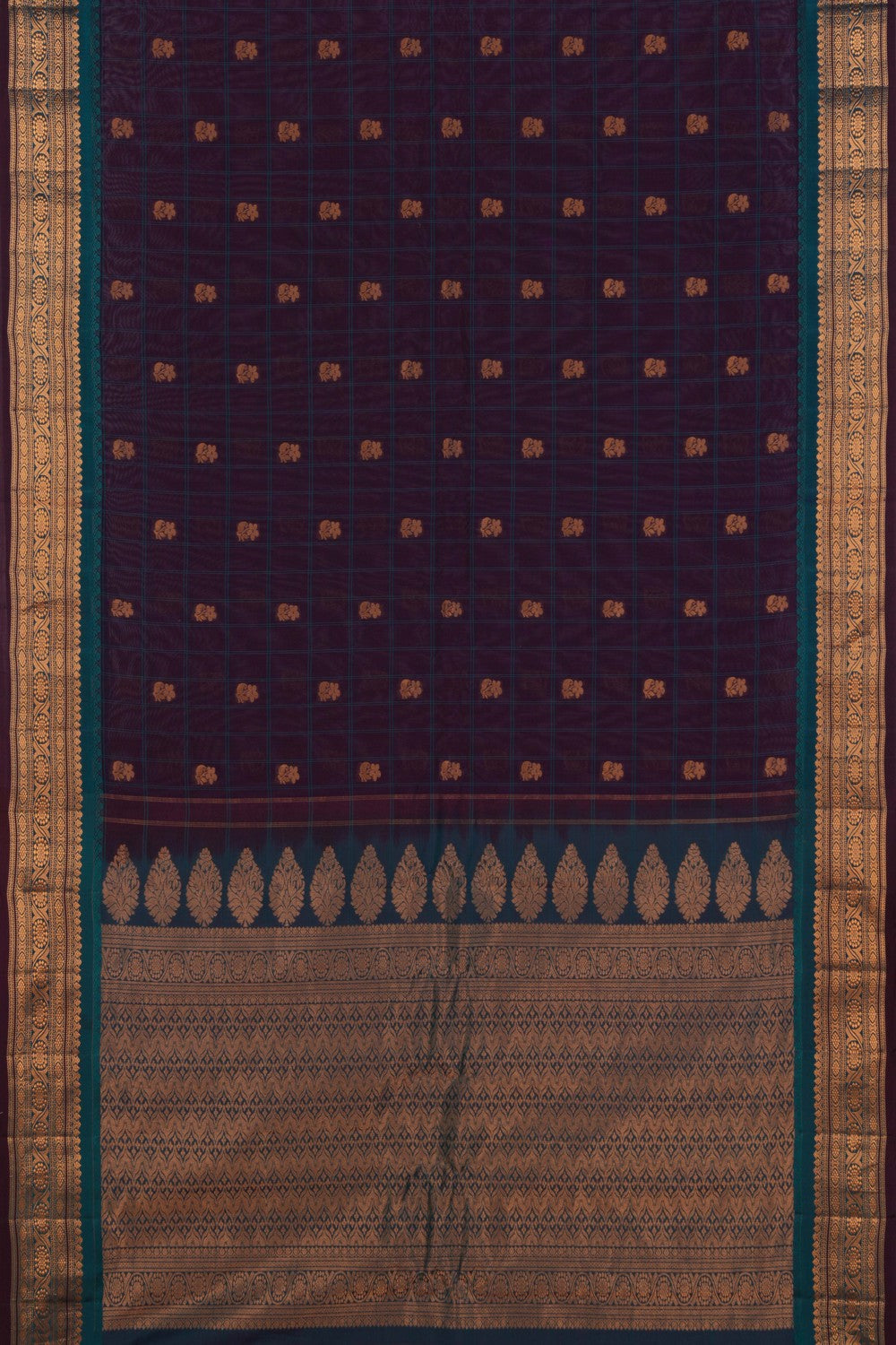 Image of Gadwal Kattam Purple Saree